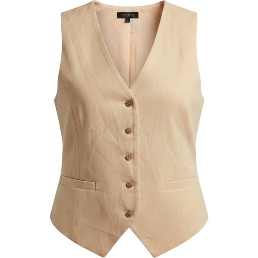 1.STATE Wonderland Vest and Shorts Set Peach Cream Size 4 2pc Waistcoat Co-ord - Picture 3 of 9